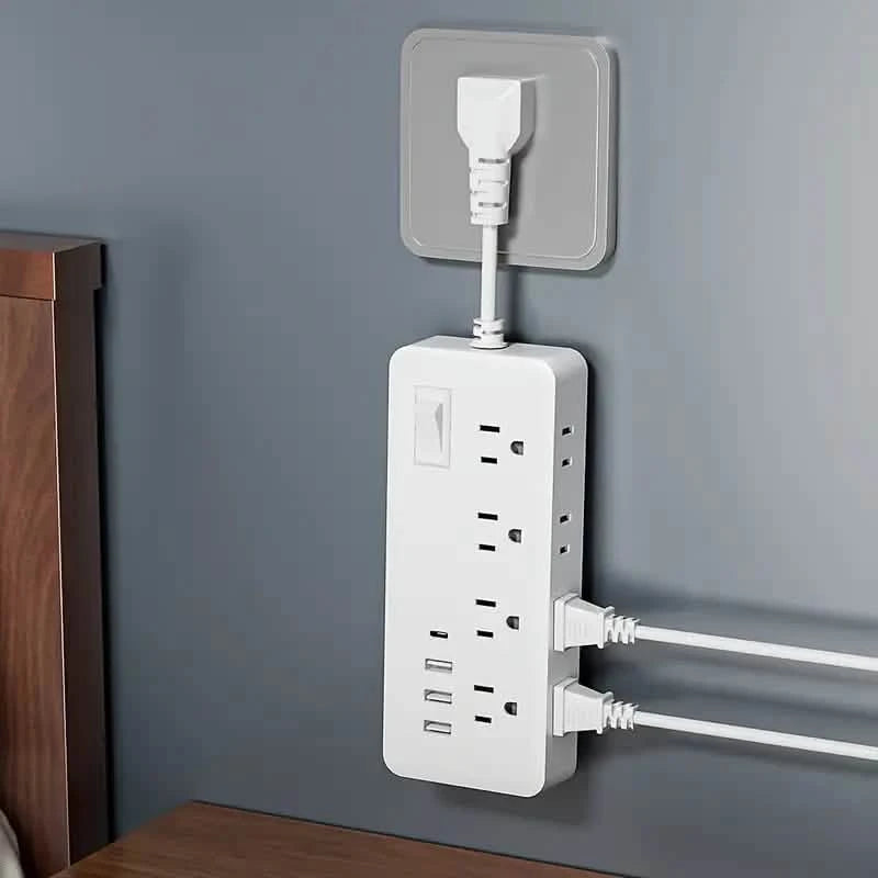 12-in-1 Power Socket with 8 AC sockets, 3 USB ports and 1 Type-C Interface Batteries & Power Accessories White - DailySale