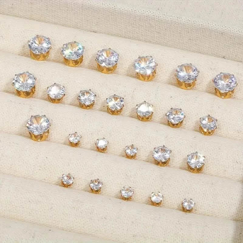 12-Pairs: Fashion Stainless Steel Stud Earrings Earrings - DailySale