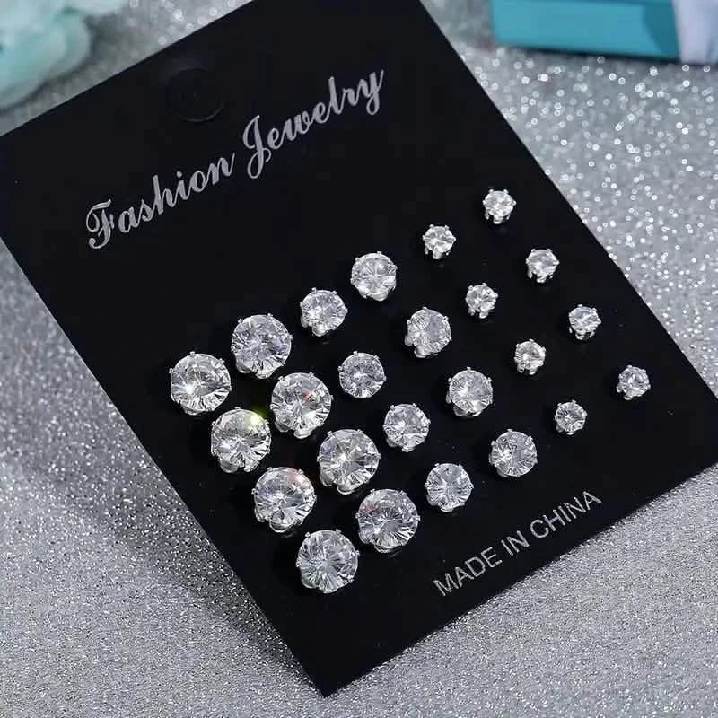 12-Pairs: Fashion Stainless Steel Stud Earrings Earrings - DailySale