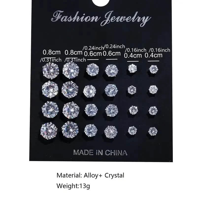 12-Pairs: Fashion Stainless Steel Stud Earrings Earrings - DailySale