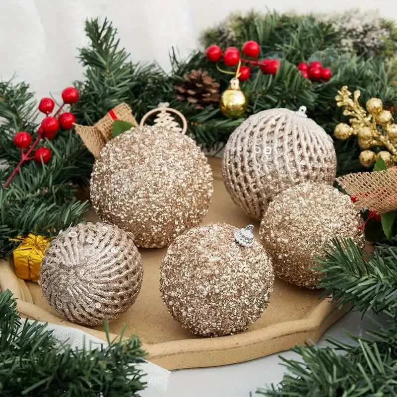 12-Piece Set: Large Sparkling Glittering Sequins Foam Ball Ornaments - Shatterproof Christmas Tree Decorations with Hanging Loop Holiday Decor & Apparel - DailySale