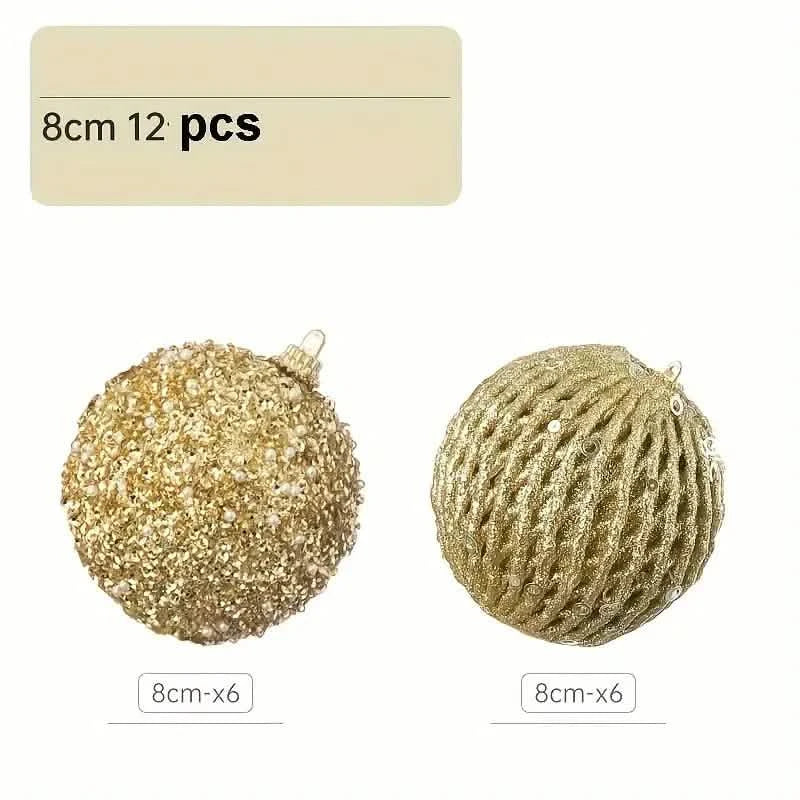 12-Piece Set: Large Sparkling Glittering Sequins Foam Ball Ornaments - Shatterproof Christmas Tree Decorations with Hanging Loop Holiday Decor & Apparel - DailySale
