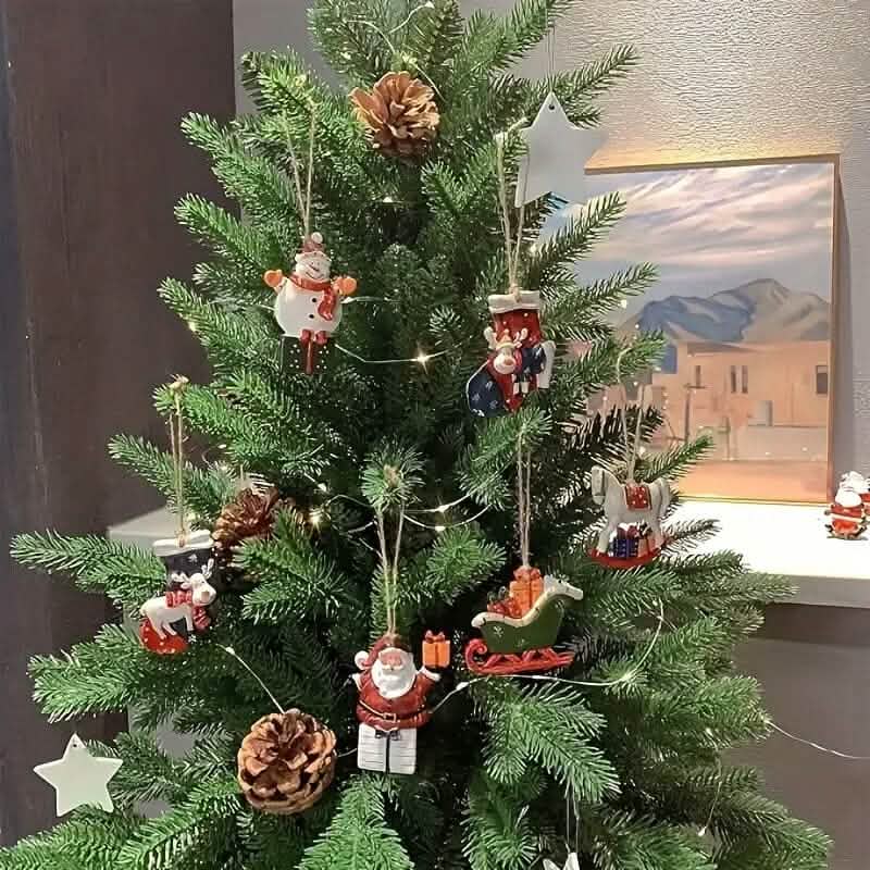 12-Pieces: Christmas Tree Colorful Resin Elk Pendant Decoration Holiday Decor & Apparel - DailySale