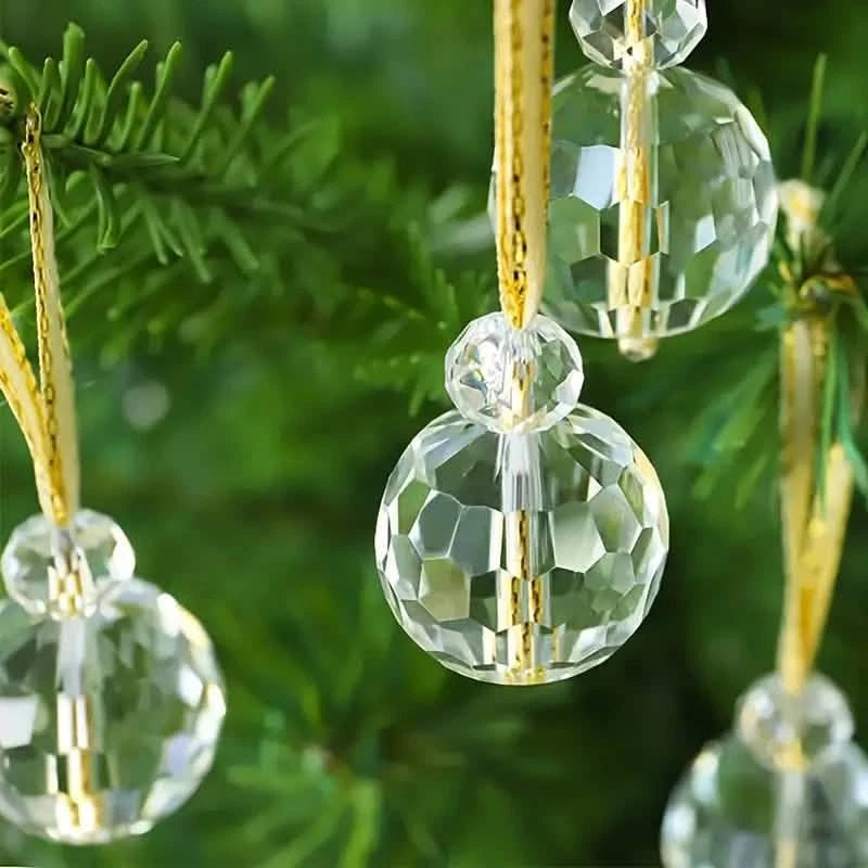12-Pieces: Multicolor Crystal Glass Christmas Balls Ornaments Holiday Decor & Apparel Clear - DailySale