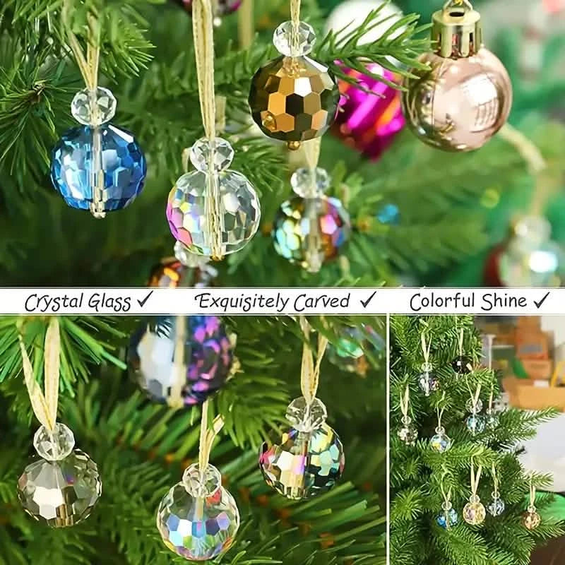 12-Pieces: Multicolor Crystal Glass Christmas Balls Ornaments Holiday Decor & Apparel - DailySale