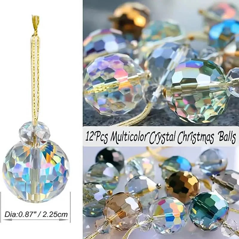 12-Pieces: Multicolor Crystal Glass Christmas Balls Ornaments Holiday Decor & Apparel - DailySale