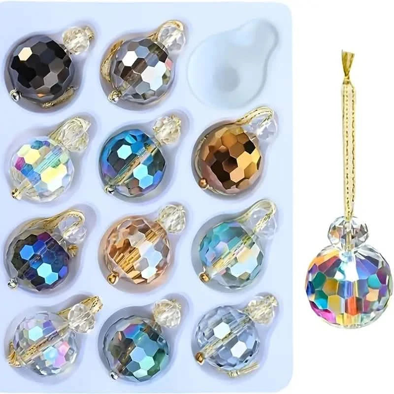 12-Pieces: Multicolor Crystal Glass Christmas Balls Ornaments Holiday Decor & Apparel Multicolor - DailySale