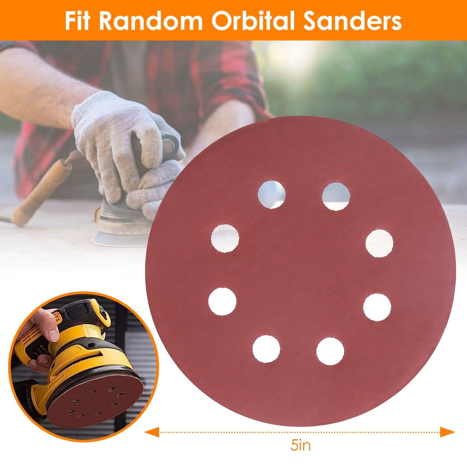 120-Pack: 5-Inch 8 Hole Round Sandpapers Home Improvement - DailySale