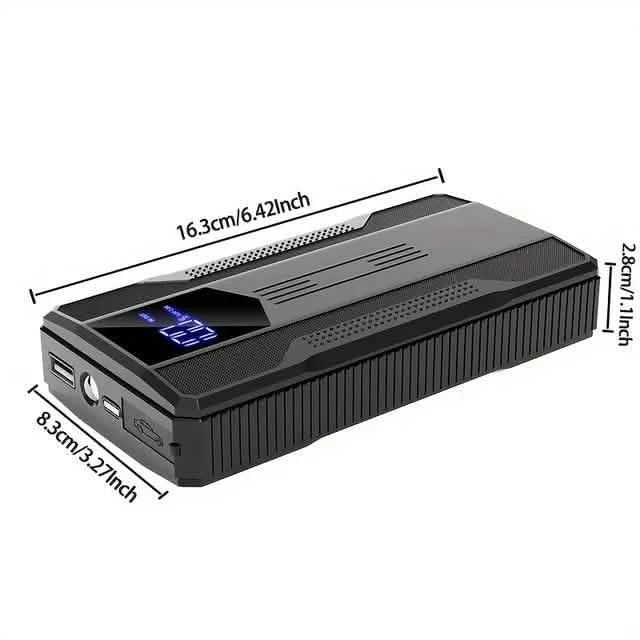 12V Ultra-Portable Car Battery Jump Starter with Advanced Smart Clip & Intuitive LCD Display - High-Voltage Power Bank for Rapid On-The-Go Charging Automotive - DailySale