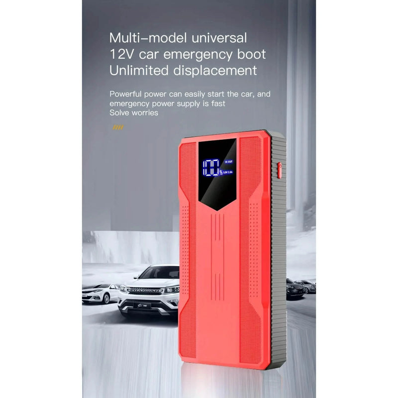 12V Ultra-Portable Car Battery Jump Starter with Advanced Smart Clip & Intuitive LCD Display - High-Voltage Power Bank for Rapid On-The-Go Charging Automotive - DailySale