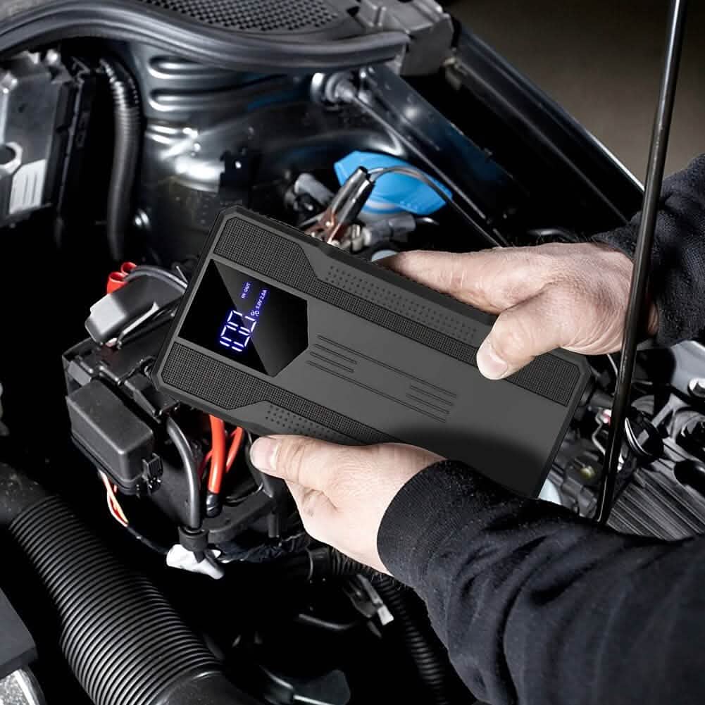 12V Ultra-Portable Car Battery Jump Starter with Advanced Smart Clip & Intuitive LCD Display - High-Voltage Power Bank for Rapid On-The-Go Charging Automotive - DailySale