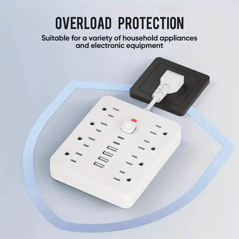 14-in-1 Power Strip With 4 USB Outlets, 2 Type-C Outlet and 8 AC Socket Outlets Batteries & Power Accessories - DailySale