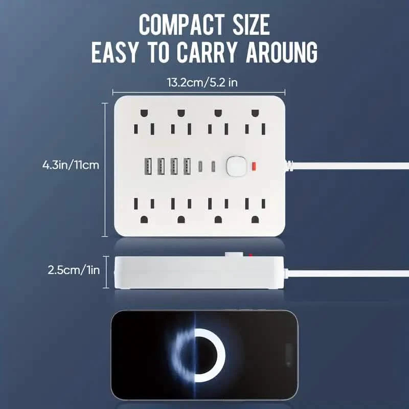 14-in-1 Power Strip With 4 USB Outlets, 2 Type-C Outlet and 8 AC Socket Outlets Batteries & Power Accessories - DailySale