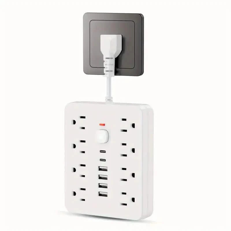 14-in-1 Power Strip With 4 USB Outlets, 2 Type-C Outlet and 8 AC Socket Outlets Batteries & Power Accessories White - DailySale
