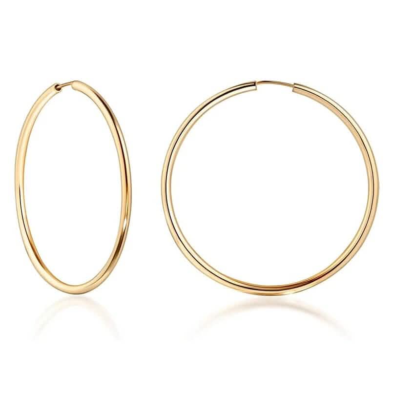 14K Gold 2mm Endless Hoop Earrings Earrings - DailySale