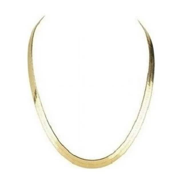 14K Gold High Polish Finish Flat Herringbone Chain Necklace Necklaces - DailySale