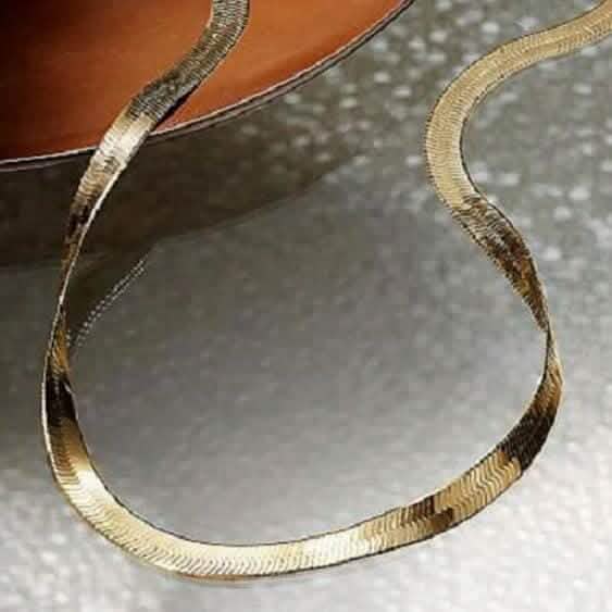 14K Gold High Polish Finish Flat Herringbone Chain Necklace Necklaces - DailySale