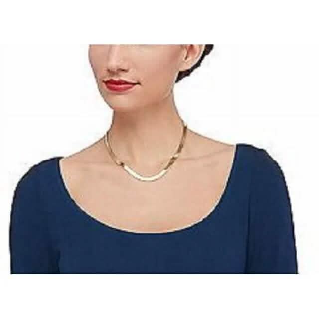 14K Gold High Polish Finish Flat Herringbone Chain Necklace Necklaces - DailySale