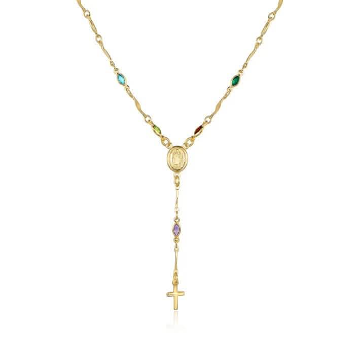 14K Gold Multicolor Virgin Mary Necklace Necklaces - DailySale