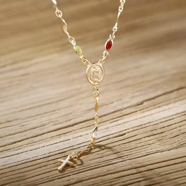 14K Gold Multicolor Virgin Mary Necklace Necklaces - DailySale