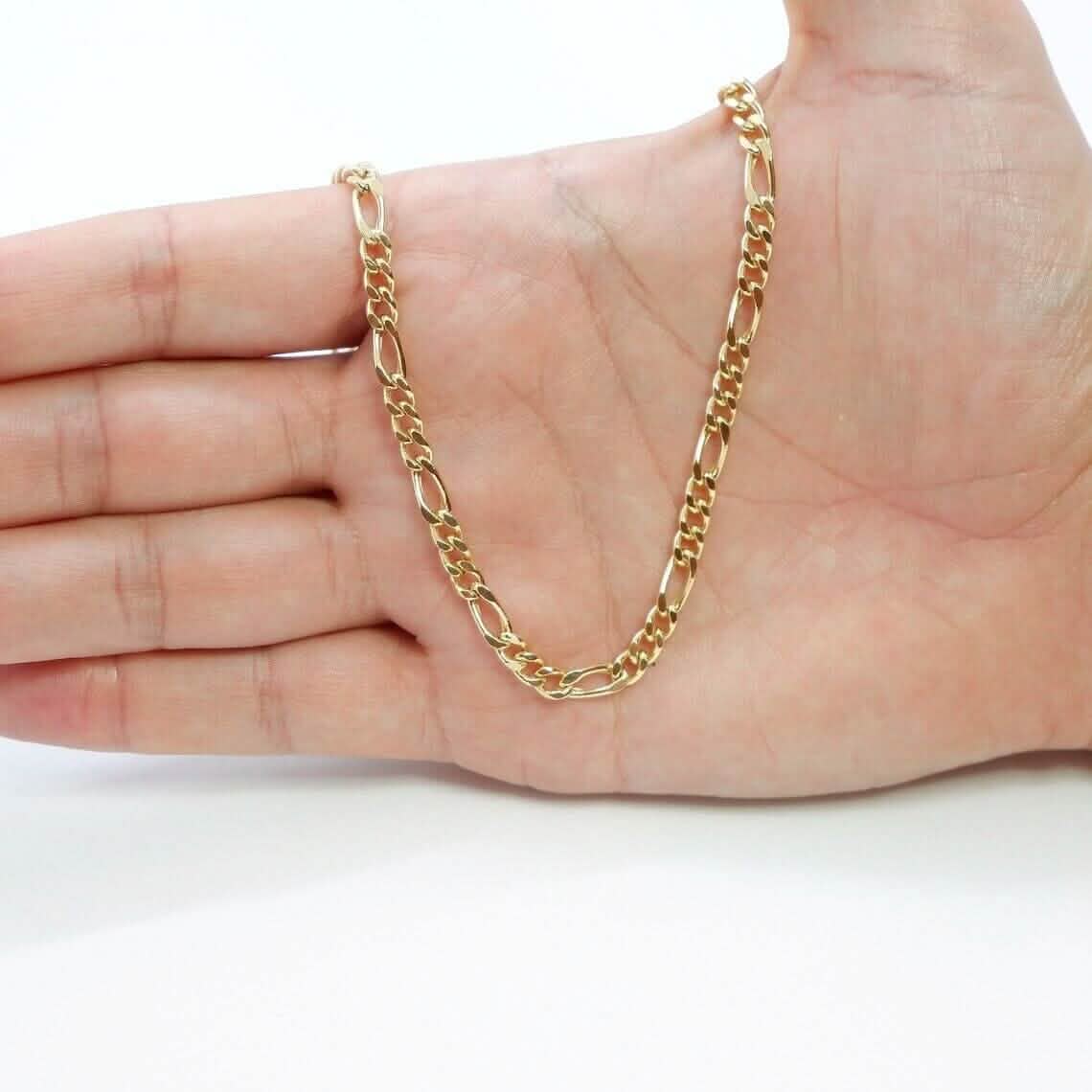 14K Solid Yellow Gold 4mm Figaro Link Chain Necklace Necklaces - DailySale