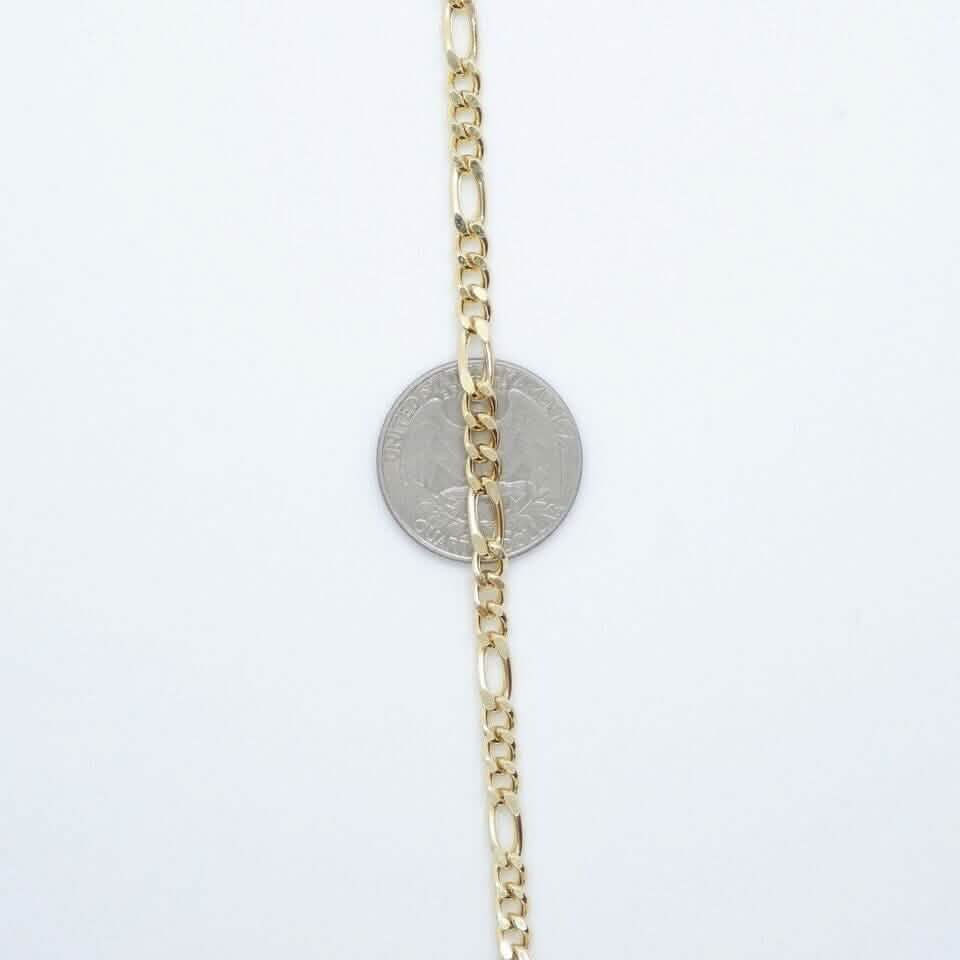 14K Solid Yellow Gold 4mm Figaro Link Chain Necklace Necklaces - DailySale