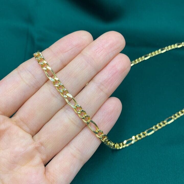 14K Solid Yellow Gold 4mm Figaro Link Chain Necklace Necklaces - DailySale