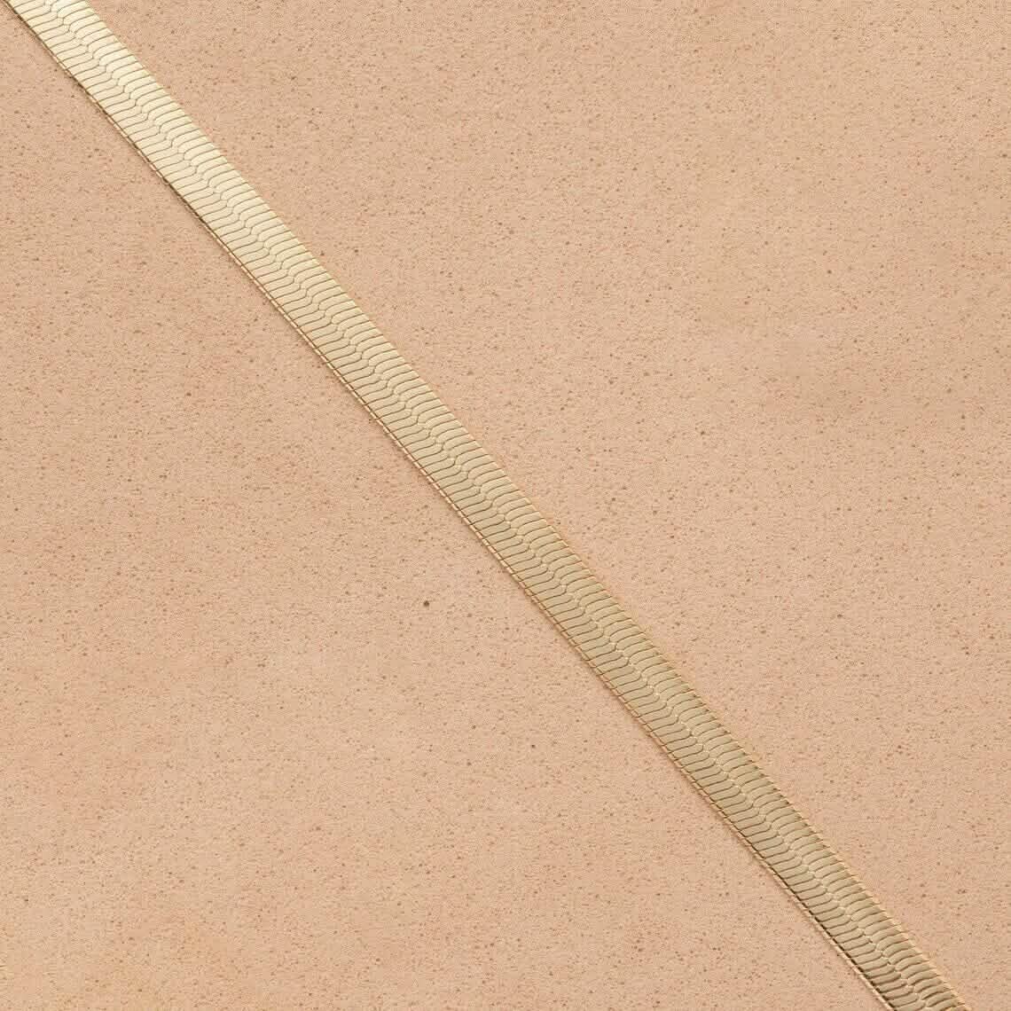 14K Solid Yellow Gold 8" 4.00MM Herringbone Bracelet Bracelets - DailySale