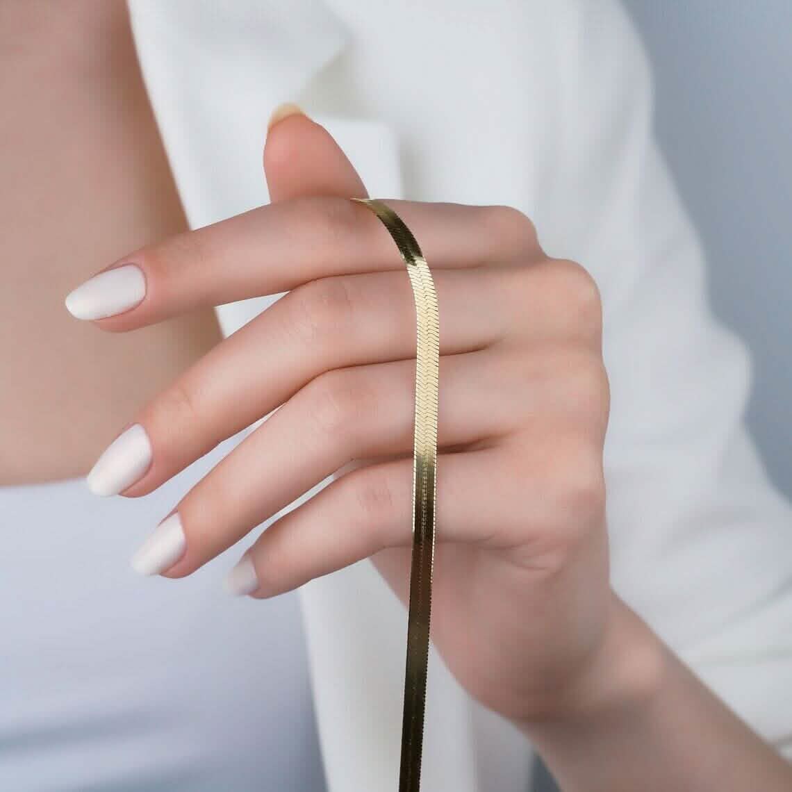 14K Solid Yellow Gold 8" 4.00MM Herringbone Bracelet Bracelets - DailySale