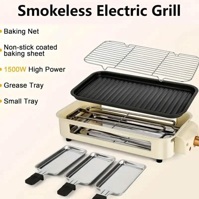 1500W Smokeless Electric Indoor Grill with Removable Non-Stick Plate Kitchen Appliances - DailySale