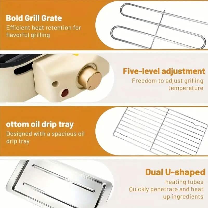 1500W Smokeless Electric Indoor Grill with Removable Non-Stick Plate Kitchen Appliances - DailySale