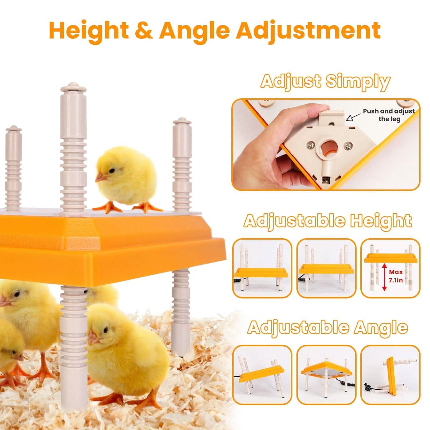 15W Chicken Brooder Heater with Adjustable Height Angle Max 131℉ Pet Supplies - DailySale