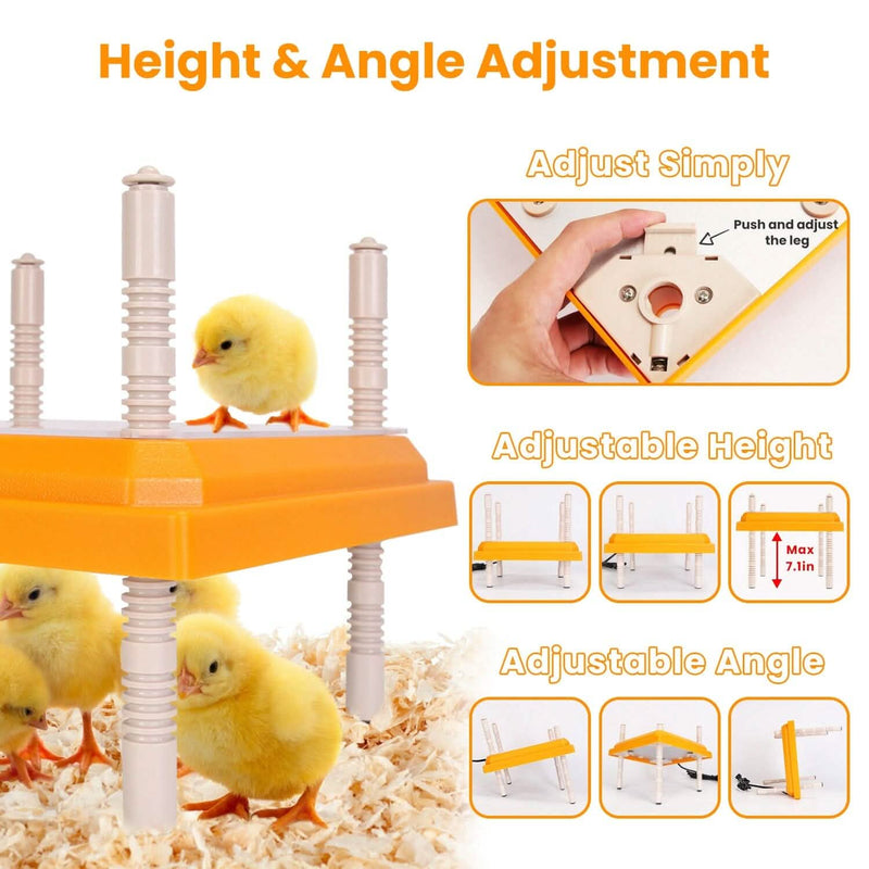 15W Chicken Brooder Heater with Adjustable Height Angle Max 131℉ Pet Supplies - DailySale