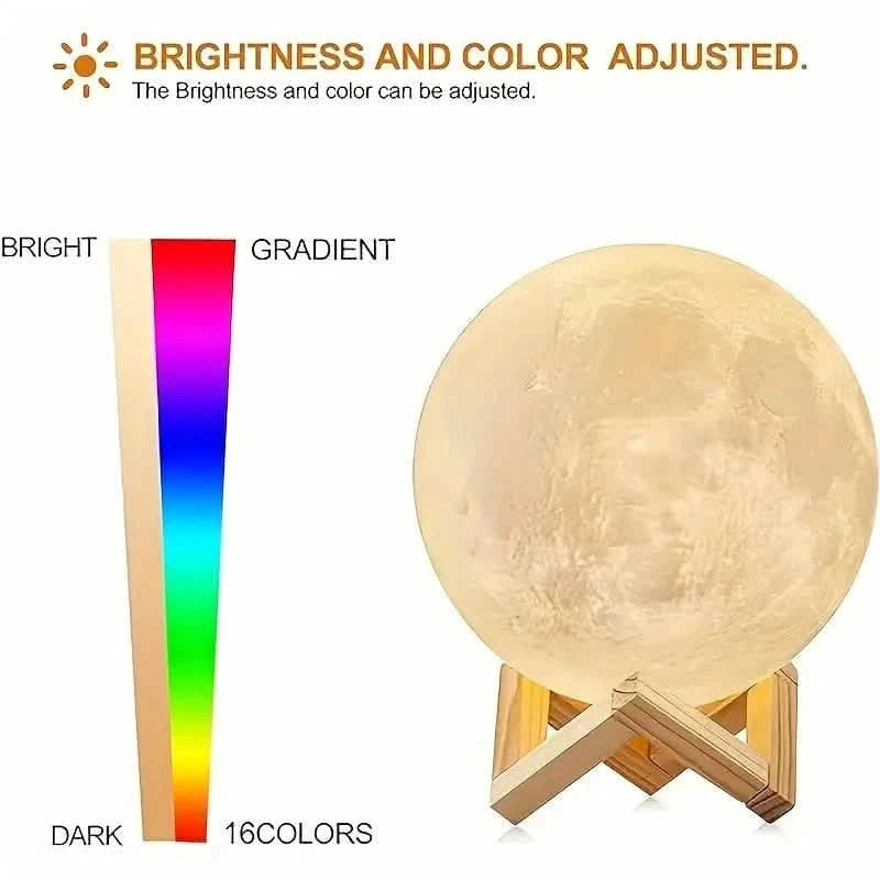 16 Colors Lunar Table Lamp with Remote Control, Creative Small Night Lamp Indoor Lighting - DailySale