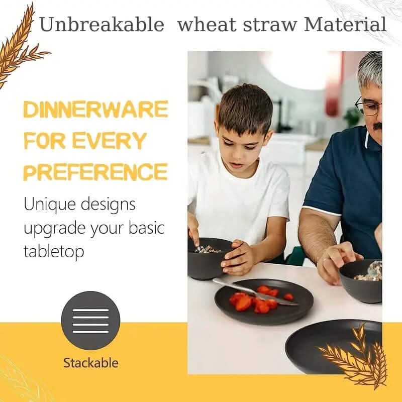 16-Piece: Durable Wheat Straw Dinnerware Set Kitchen Tools & Gadgets - DailySale