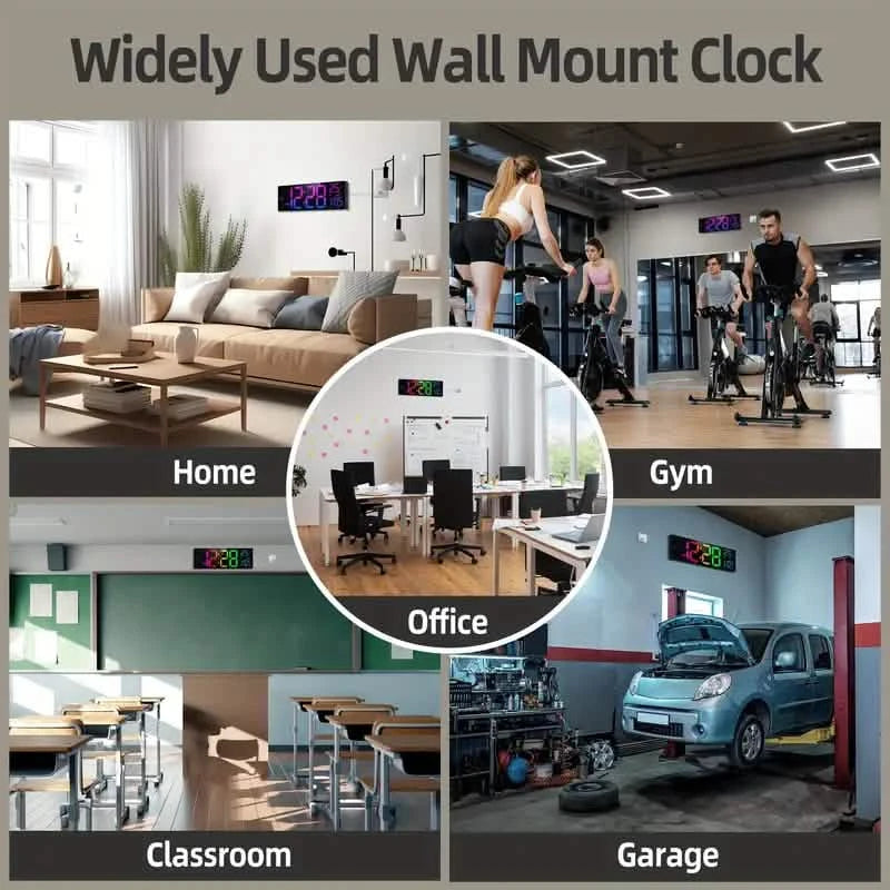 16.2" Large Display Digital Coloring Changing Wall Clock with Built-in Night Light Household Appliances - DailySale