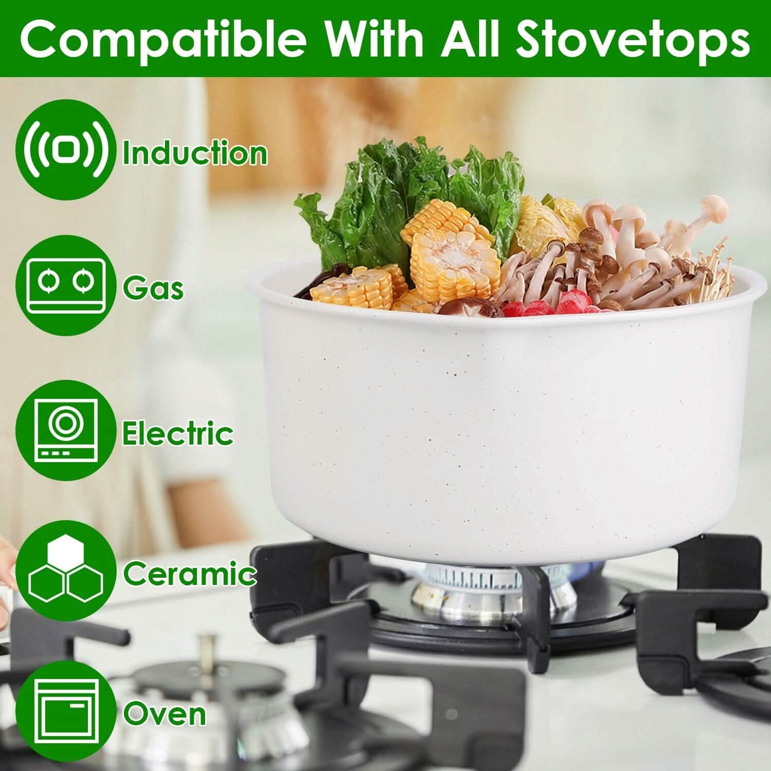 17-Pieces: Nonstick Cookware Set Induction Kitchen Pots and Pans Kitchen Tools & Gadgets - DailySale