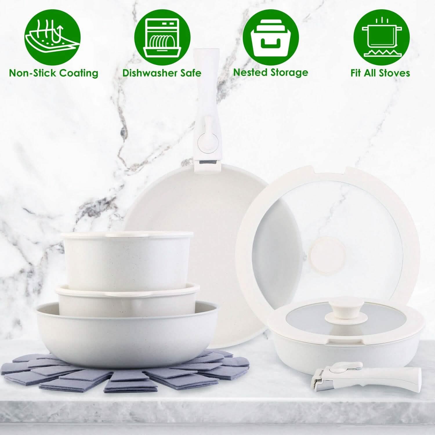 17-Pieces: Nonstick Cookware Set Induction Kitchen Pots and Pans Kitchen Tools & Gadgets - DailySale