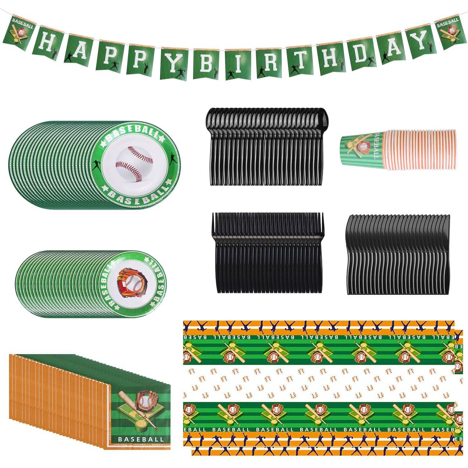 171-Pieces: Baseball Birthday Party Disposable Dinnerware Set Holiday Decor & Apparel - DailySale