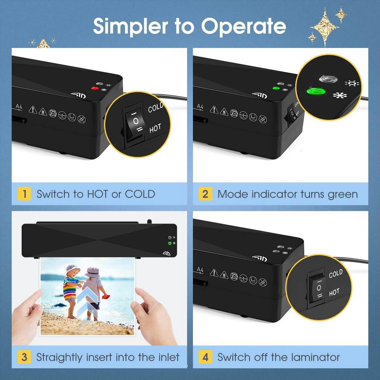 Crenova A4 Laminator – Hot & Cold Modes, Compact Design