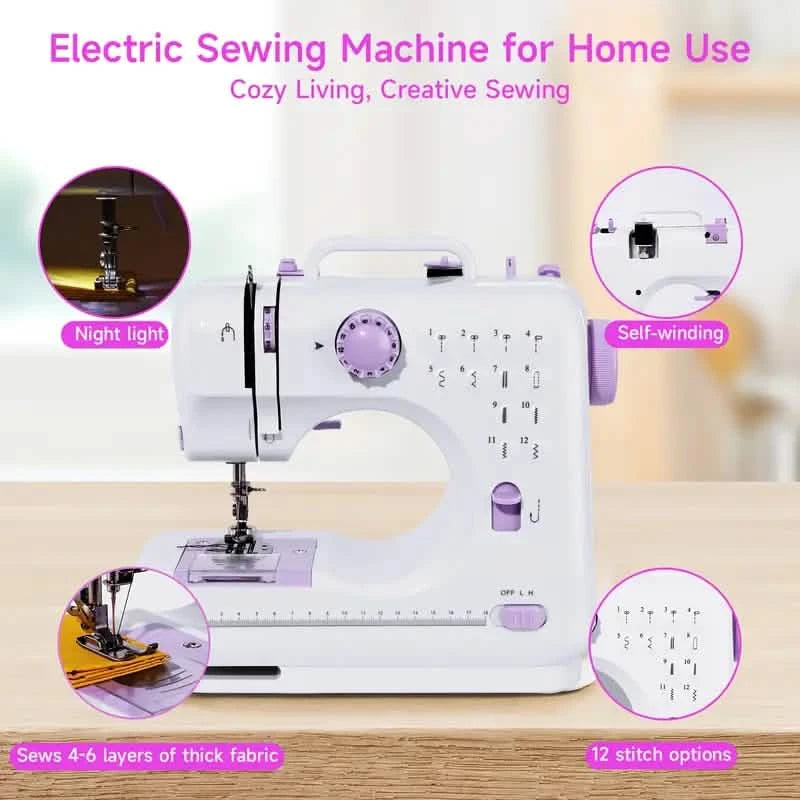 Pro Portable Electric Sewing Machine – 12 Stitches, Adjustable Speed, Multifunctional