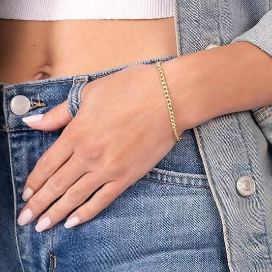 18K Gold Curb Cuban Link Chain Bracelet 8" Bracelets - DailySale