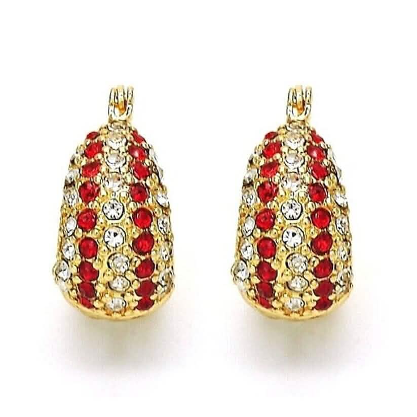 18K Gold-Filled High-Polish Red & White Crystal Earrings Earrings - DailySale