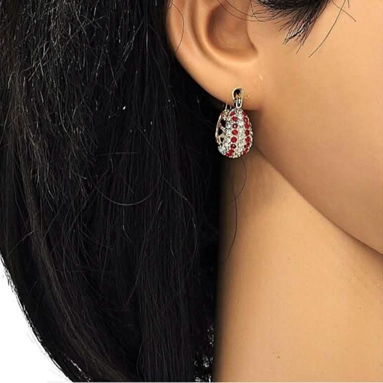 18K Gold-Filled High-Polish Red & White Crystal Earrings Earrings - DailySale