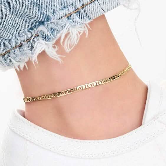 18K Gold Flat Marina Link Anklet for Women Bracelets - DailySale