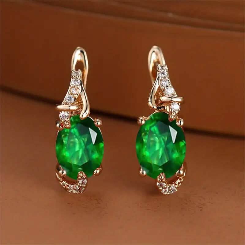 18K Gold Plated Blue Stone Stud Earrings Earrings Green - DailySale