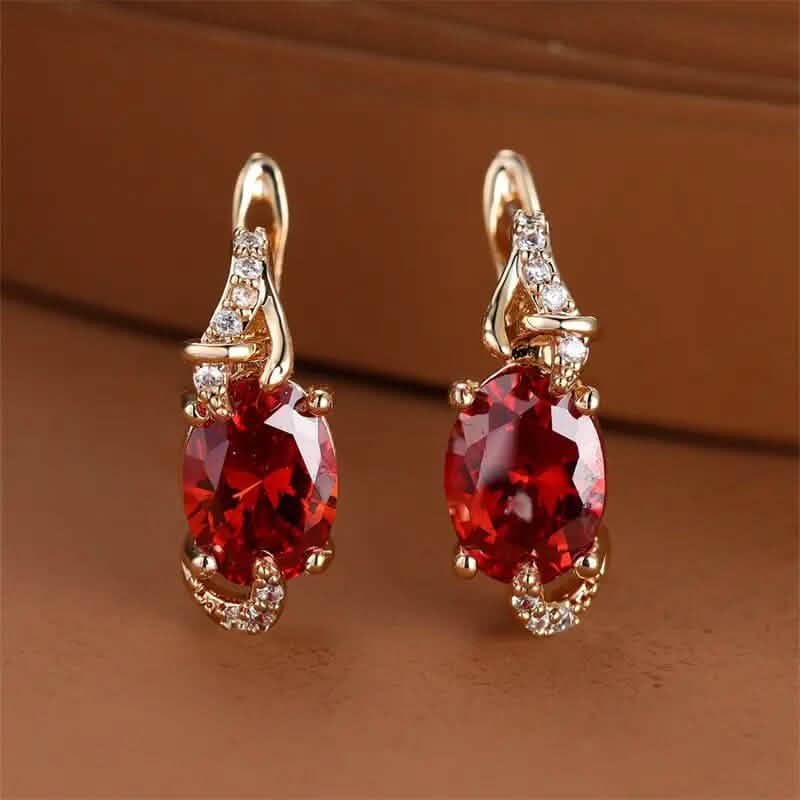 18K Gold Plated Blue Stone Stud Earrings Earrings Red - DailySale