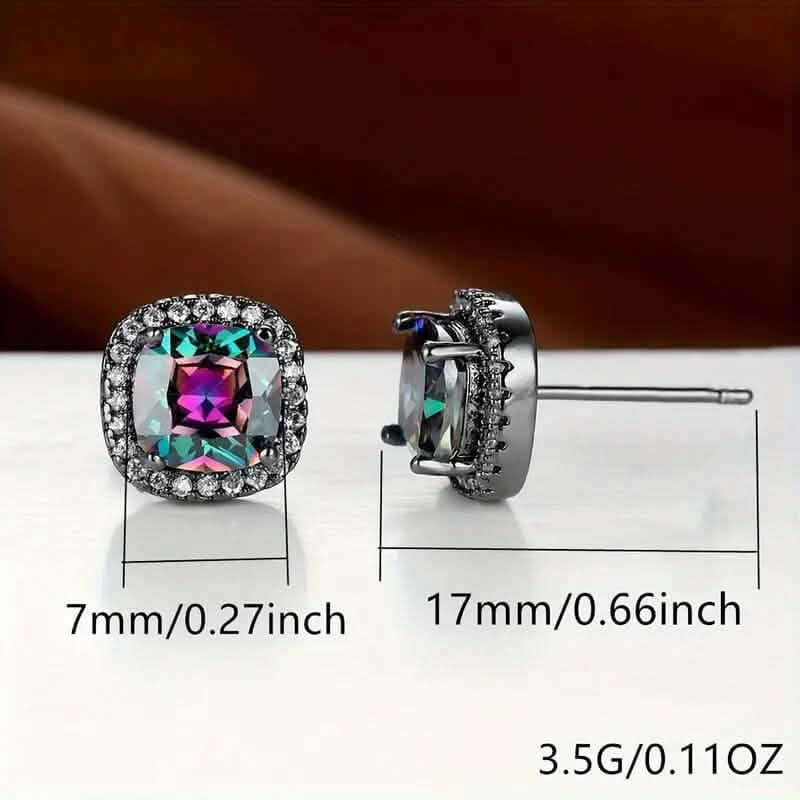 18K Gold Plated Colorful Square Shape Stud Earrings Earrings - DailySale