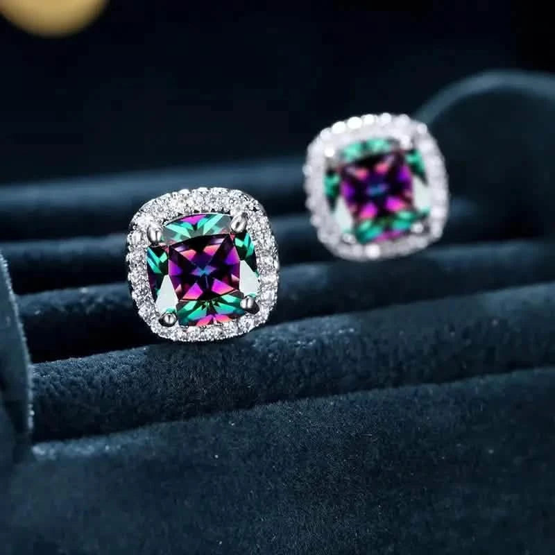 18K Gold Plated Colorful Square Shape Stud Earrings Earrings - DailySale