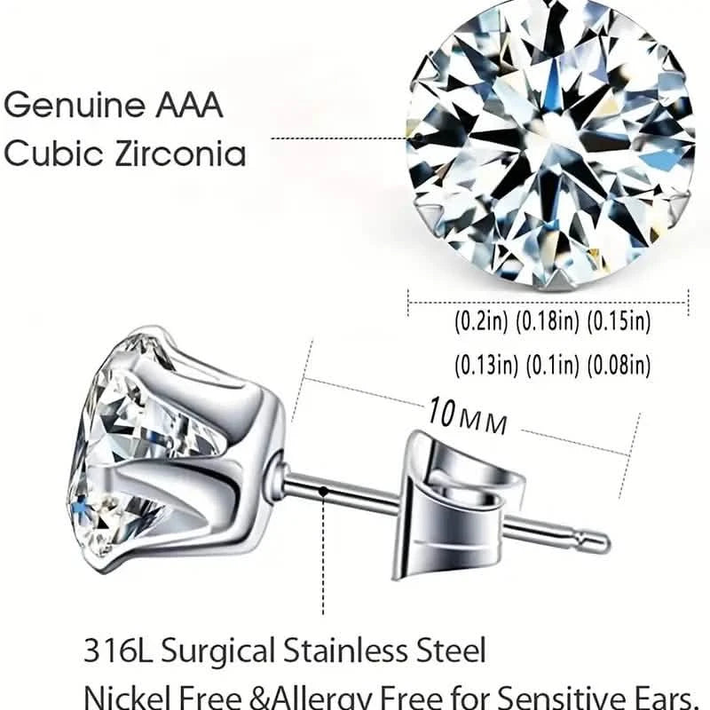 18K Gold Plated Ear Bone Buckle Stainless Steel 6-Prong Zirconia Stud Earrings Earrings - DailySale